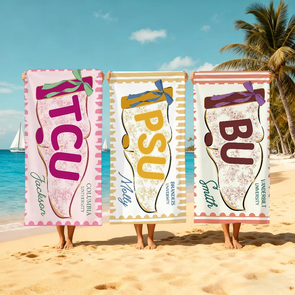 Personalized School Spirit Quick-Dry Beach Towel | 11 Sizes Quick-Dry Beach Towel Peaceful Pleasures Health and Wellness
