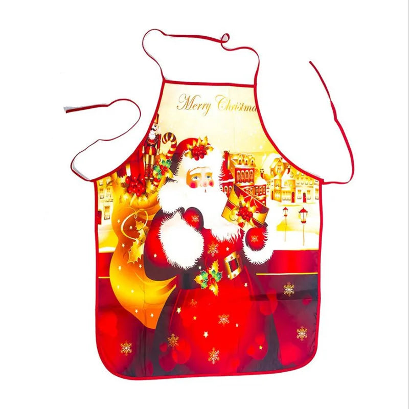 Aprons Sleeveless Dirt-proof Fabric Printed Halter Straps Christmas Apron Household Kitchen Cleaning Accessories Peaceful Pleasures Health and Wellness Santa Claus B