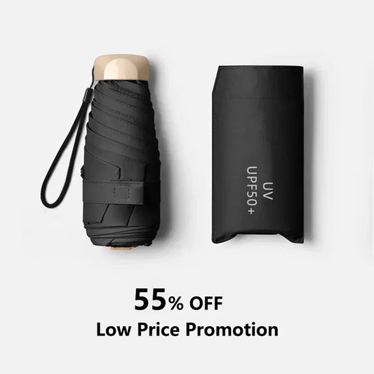 Mini Pocket Parasol – UV Protection Folding Sun & Rain Umbrella Folding Pocket Parasol Peaceful Pleasures Health and Wellness