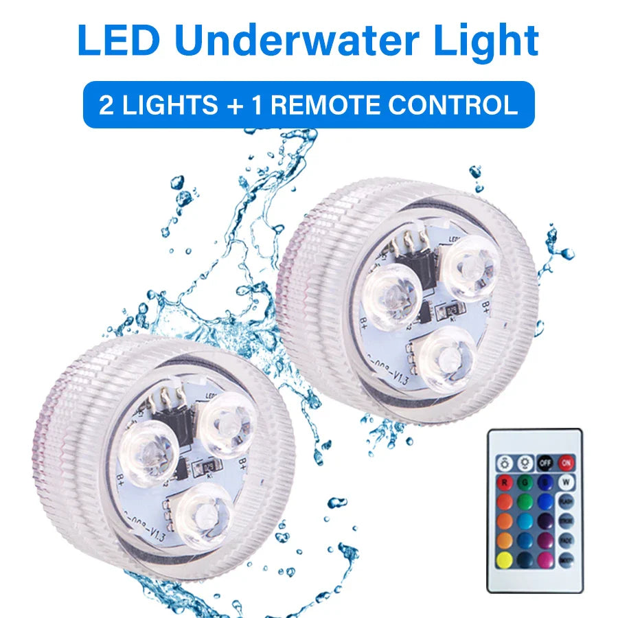 RGB LED Submersible Light with Remote – IP68 Pool & Garden Lamp