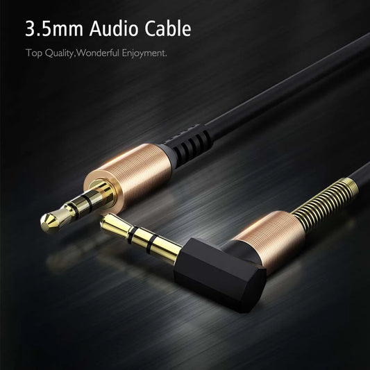 Headphone Cord Speaker Spring Cable Gold-plated Plug Elbow Male To Male Stereo Audio Wire Audio Cable Aux Cable Car Aux Cord Peaceful Pleasures Health and Wellness