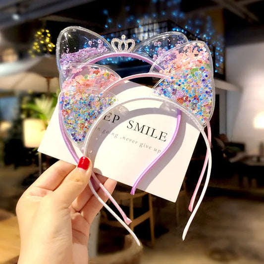 Cute Shining Sequin Cat Ears Hairband Girls Sweet Princess Headband Peaceful Pleasures Health and Wellness