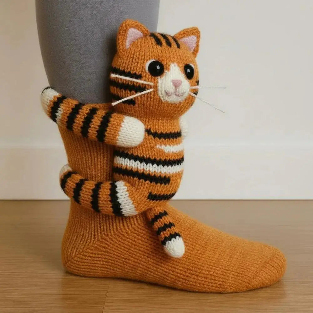 3D Knit Animal Socks – Warm Wool Floor Socks, Rabbit & Panda