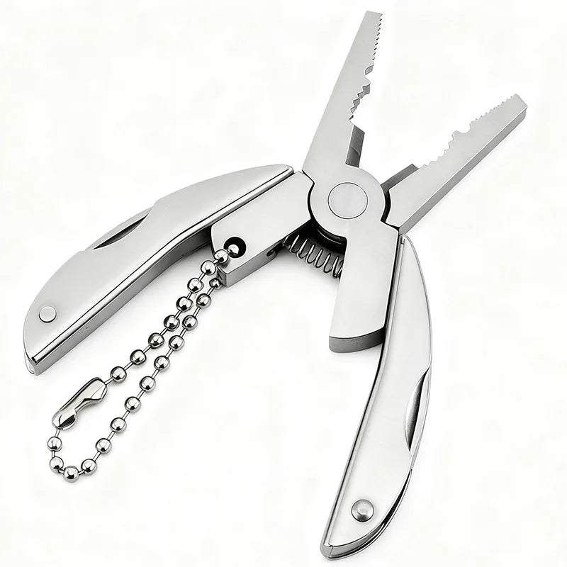 Multifunctional Stainless Steel Pliers Turtle-shaped Back-pull Pliers Folding Tool Mini Pliers Folding Outdoor Tool Peaceful Pleasures Health and Wellness Silver