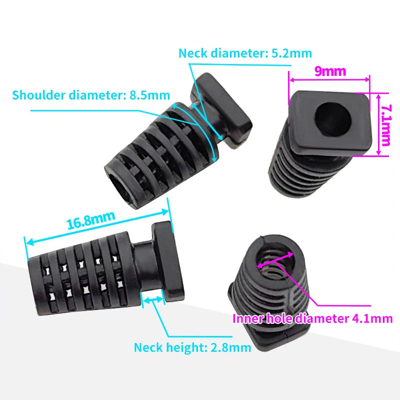 10-Pack 4.1mm Rubber Strain Relief Cord Boot Cable Protectors