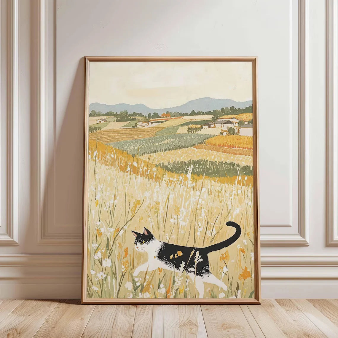 White Cat in Meadow Canvas Poster | Whimsical Animal Wall Art Canvas Wall Art Peaceful Pleasures Health and Wellness TR12292-3 30x40cm Unframed