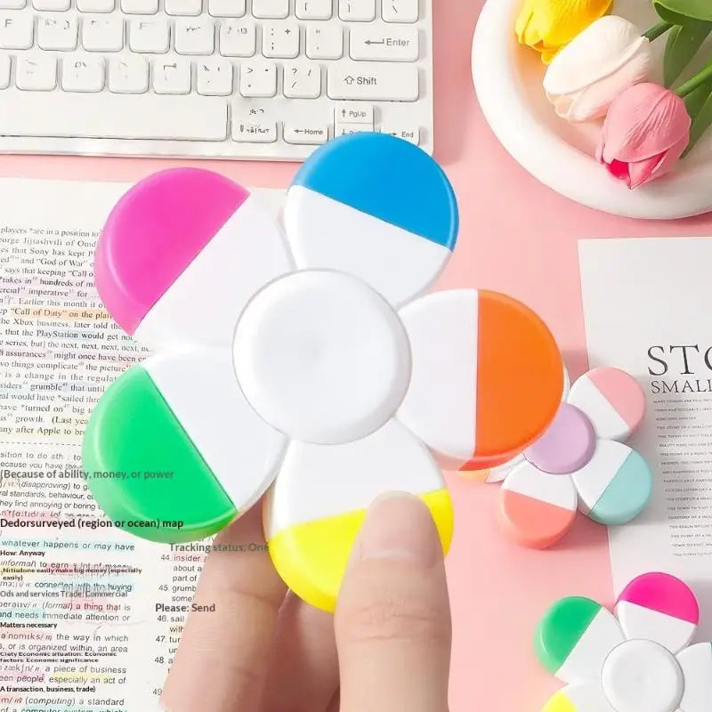 5-in-1 Flower Spiral Highlighter Pen | Fluorescent Fingertip Spin