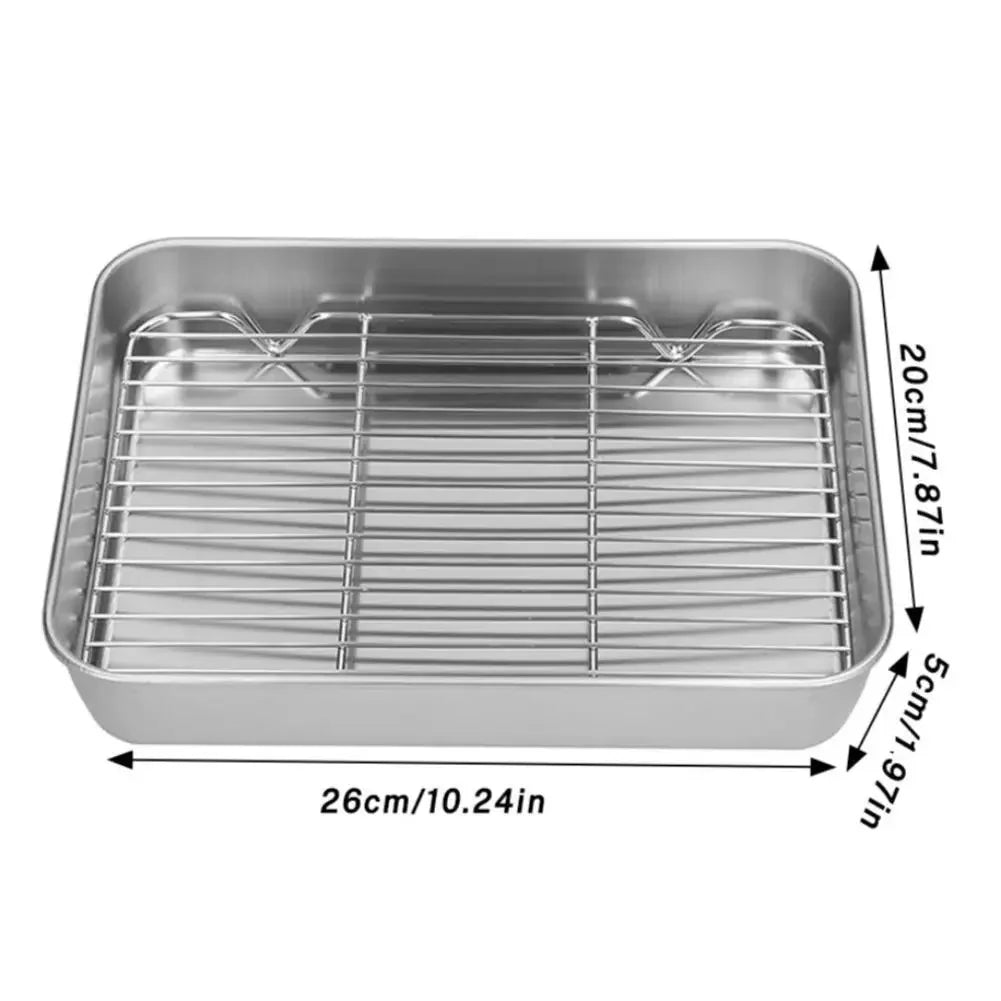 Food Grade 304 Stainless Steel Baking Tray Set Detachable Cooling Rack Oven BBQ Grilling Roasting Kitchen Baking Essentials Peaceful Pleasures Health and Wellness