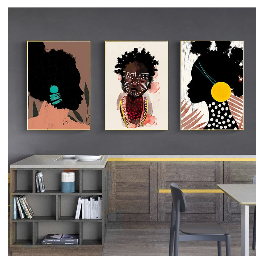 African Tribal Abstract Canvas Wall Art | Nordic Poster Print