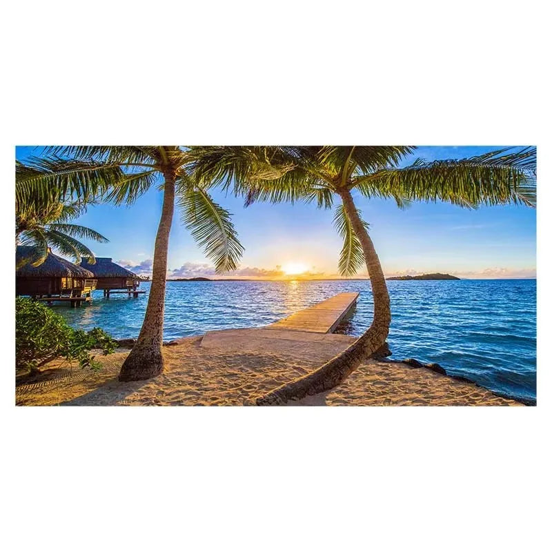 Beach Sunset Canvas Wall Art | Large Nordic Landscape Poster