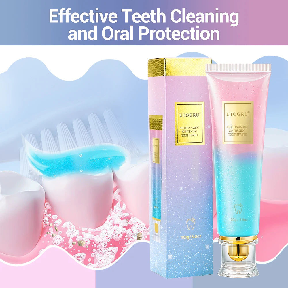 Niacinamide Teeth Whitening Toothpaste Reduce Yellow Stains on Teeth Mint Flavor Fresh Breath Toothpaste Home Gum Care Daily Use Peaceful Pleasures Health and Wellness