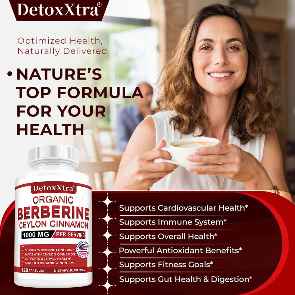 Berberine with Ceylon Cinnamon - Boosts Immunity, Promotes Digestive Health, Improves Bodily Functions, Increases Energy Levels Peaceful Pleasures Health and Wellness