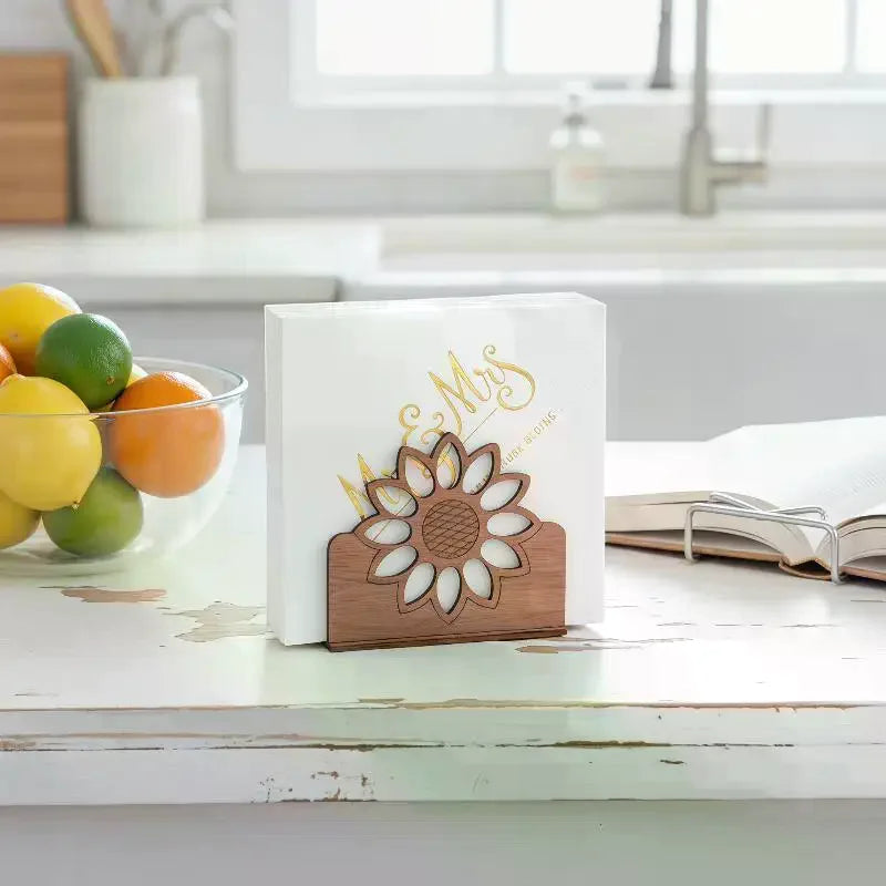 Wooden Sunflower Napkin Holder | Farmhouse Kitchen Decor