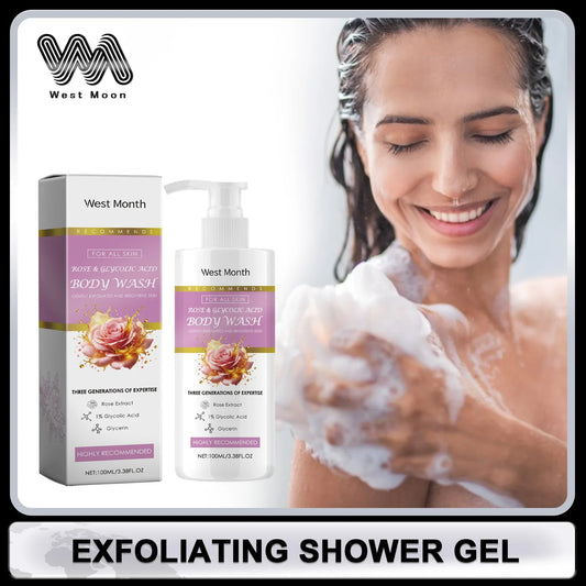 WEST MONTH Exfoliating Shower Gel – Brighten & Smooth 100ml Exfoliating Body Wash Oasis Select Moisturizing