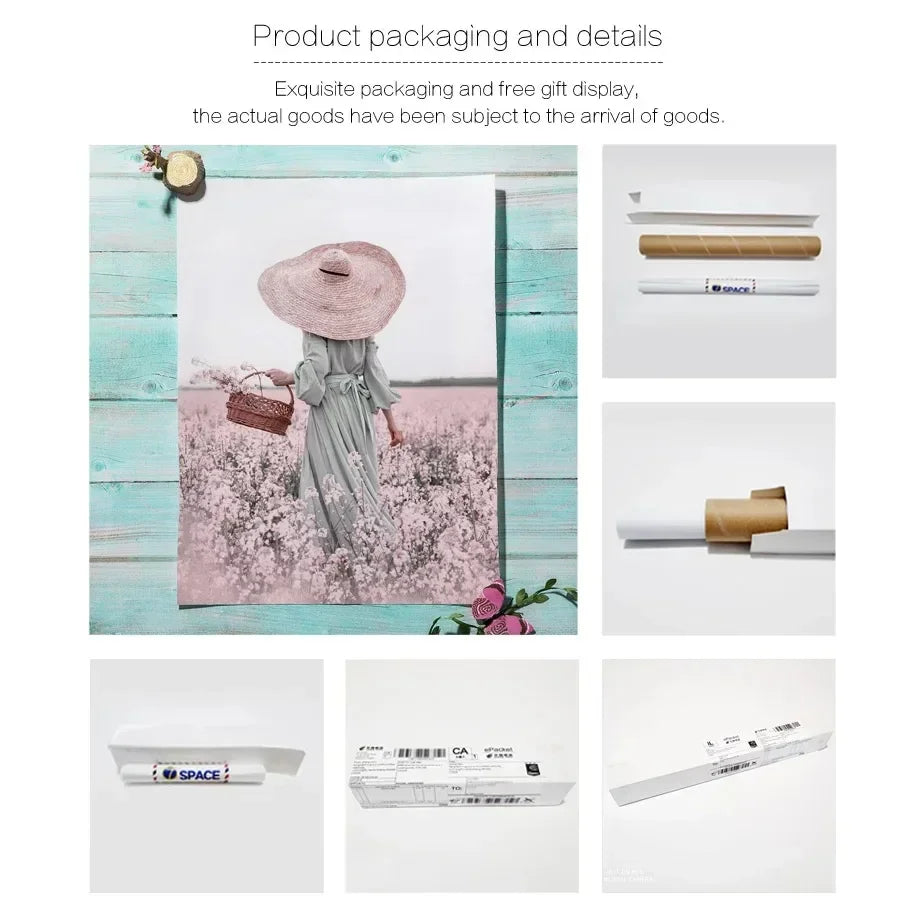 Nordic Pink Flower Canvas Wall Art Sakura Rose Tulip Floral Landscape Aesthetic Poster for Bedroom Living Room Home Decor Peaceful Pleasures Health and Wellness