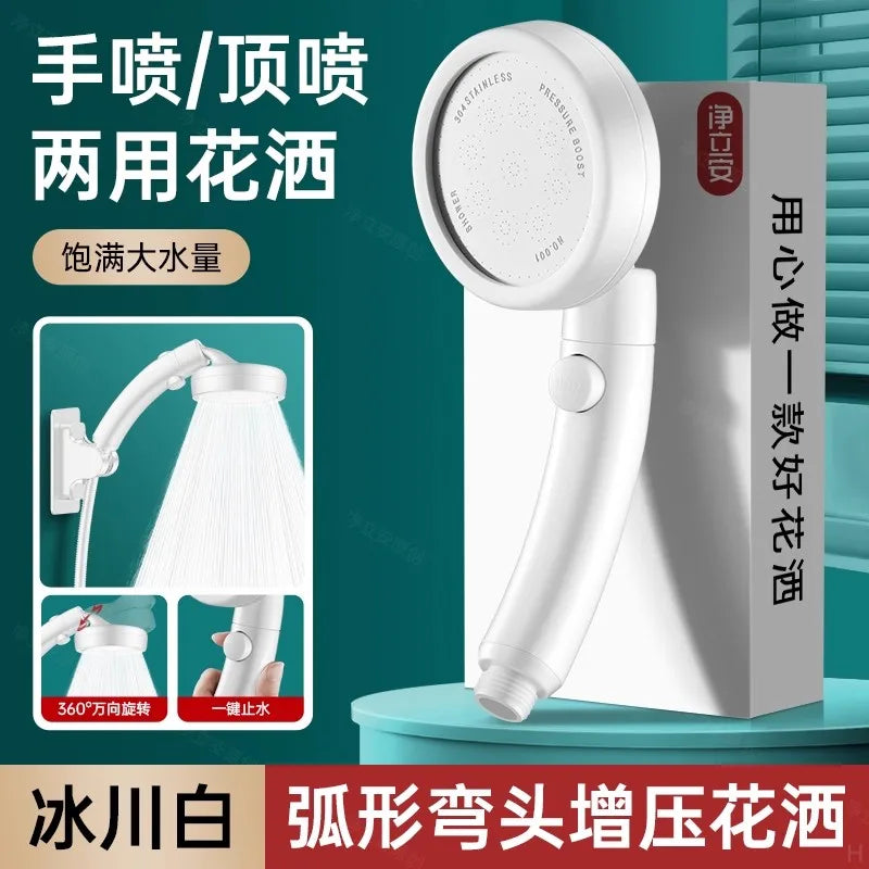 Large Panel Rainfall Shower Head | High Pressure & Stop Button