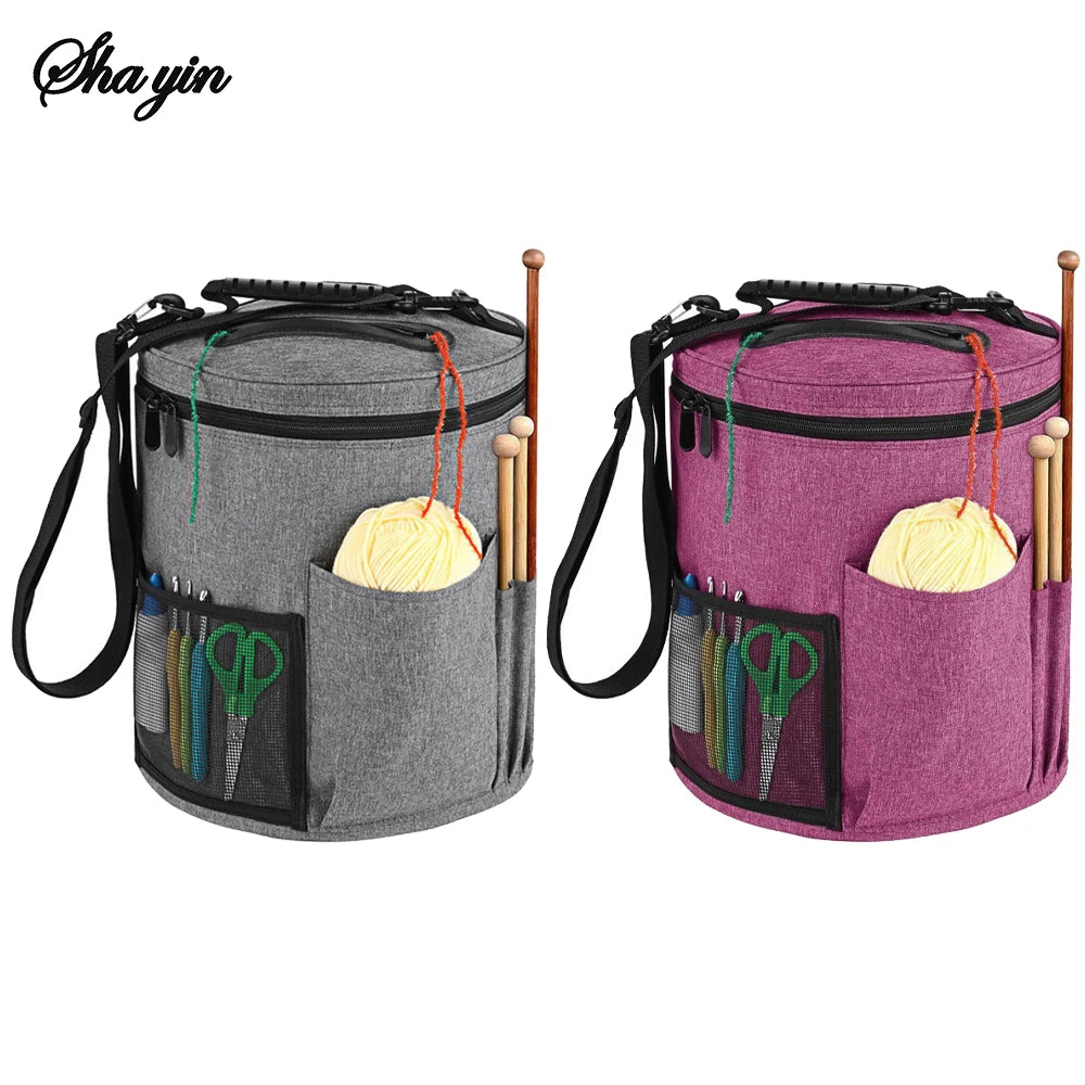 Round Yarn Storage Bag – Large Capacity Knitting Organizer for DIY Craft & Sweater Supplies Peaceful Pleasures Health and Wellness