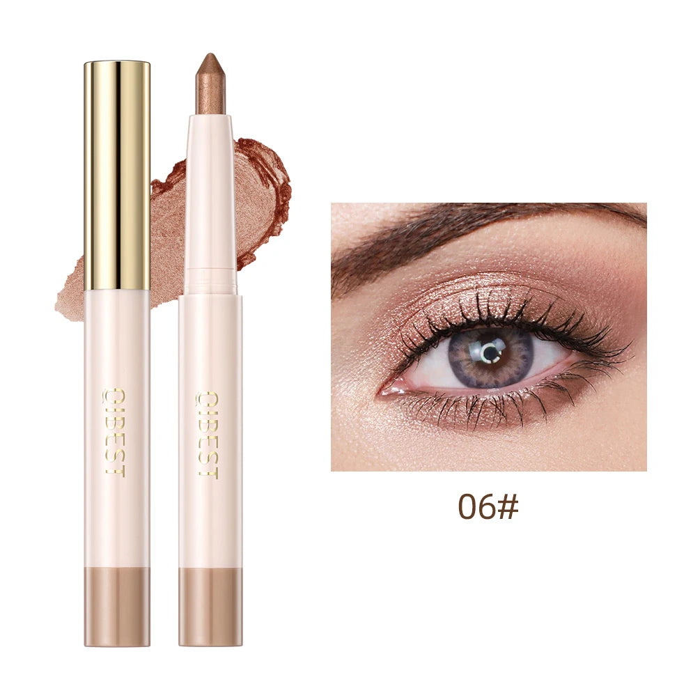 QIBEST Pearlescent Eyeshadow Stick Long Lasting Glitter Shimmer Nude Eye Shadow Pencil Makeup Highlighter Brighten Cosmetics Peaceful Pleasures Health and Wellness 06