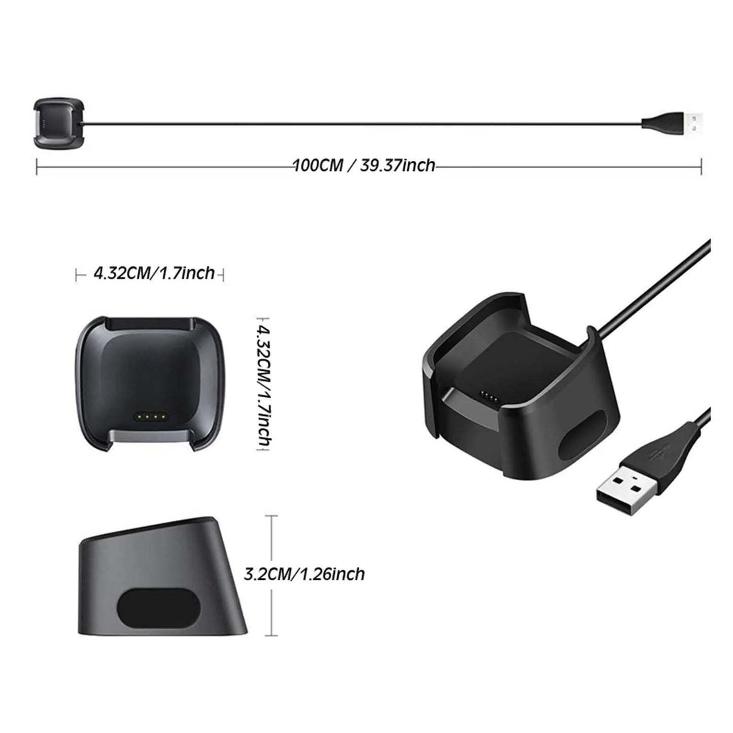 Charger for Fitbit Versa 1(Not for Versa 2)/Versa Lite/Versa SE, Replacement Charging Dock Cable Cord for Versa, Versa Lite Peaceful Pleasures Health and Wellness