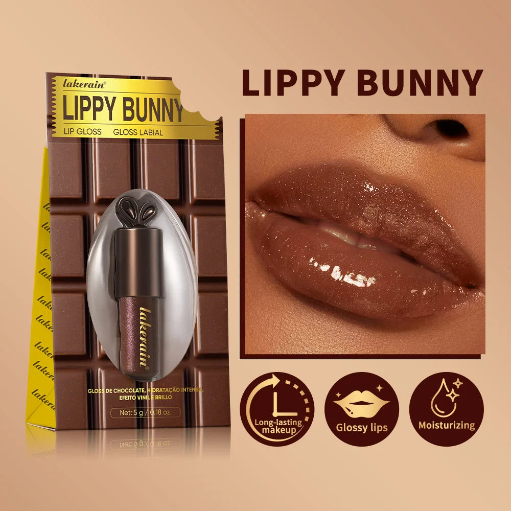 Chocolate Rabbit Moisturizing Lip Gloss Honey Essence Mirror Water Light Lip Tint Long Lasting Pearlescent Fine Glitter Plumping Peaceful Pleasures Health and Wellness