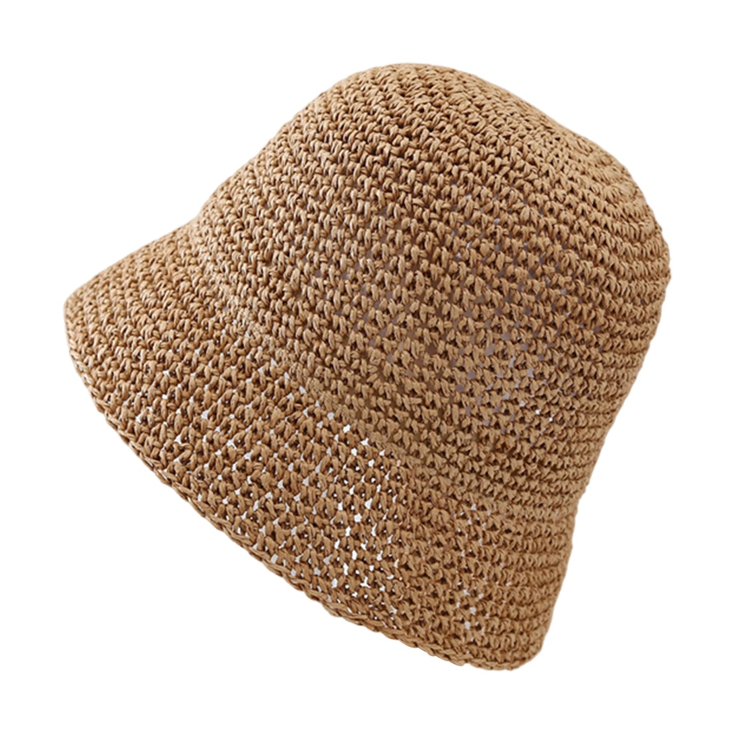 Women Wide Brim Straw Hat Anti-UV Sunshade Bucket Hat for Fishing Camping Traveling Peaceful Pleasures Health and Wellness One Size Khaki