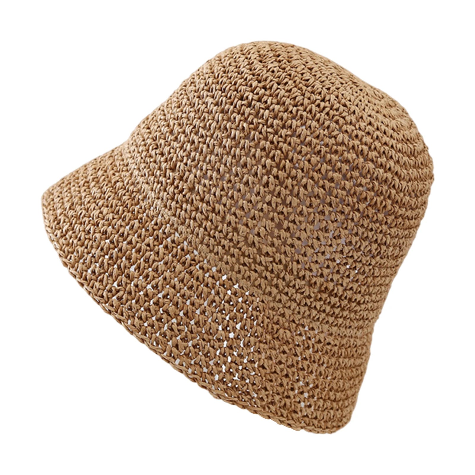 Women Wide Brim Straw Hat Anti-UV Sunshade Bucket Hat for Fishing Camping Traveling Peaceful Pleasures Health and Wellness One Size Khaki