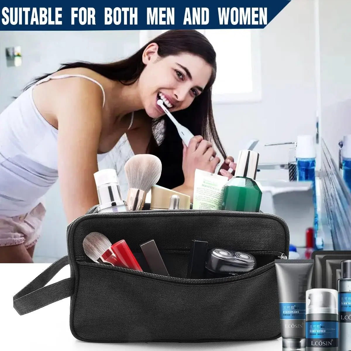 Large Waterproof Travel Toiletry Bag with Handle – Unisex