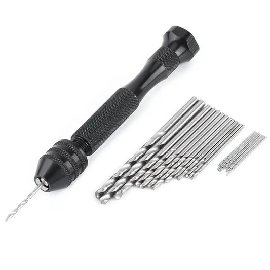 A36T-For Wood, Plastic, Rubber, Crafts Mini Hand Drill With 0.3-3.6Mm Chuck& 25 HSS Bits Peaceful Pleasures Health and Wellness Black