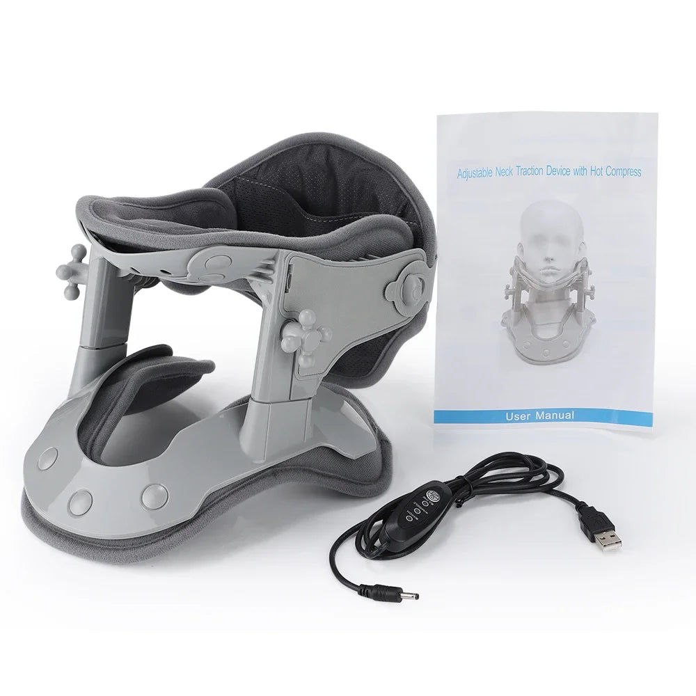 USB Electric Infrared Heating Neck Cervical Traction Collar Spine Support Hot Compression Tractor Stretching Brace Peaceful Pleasures Health and Wellness USB