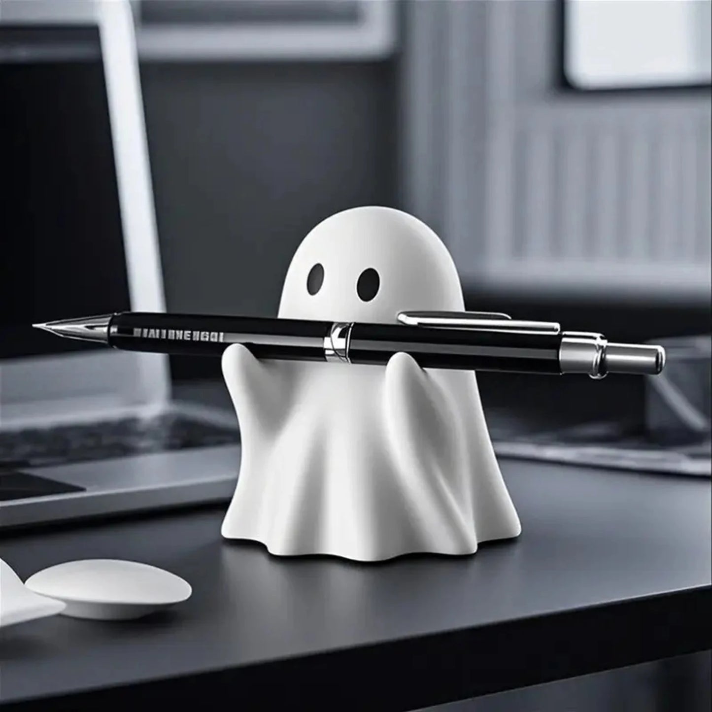 Funny Ghost Pen Holder Spooky Ghost Figurine Design Pencil Holder for Desk Organizer Accessory Gifts for Families Friends Peaceful Pleasures Health and Wellness