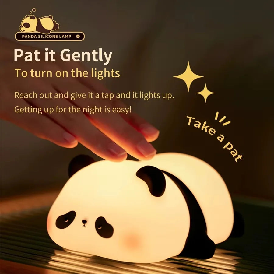 Rechargeable Sensor Touch Night Lights Cute Panda Silicone Lamp LED Dimming Lamp Bedside Decor Kids Night Light Birthday Gift Peaceful Pleasures Health and Wellness