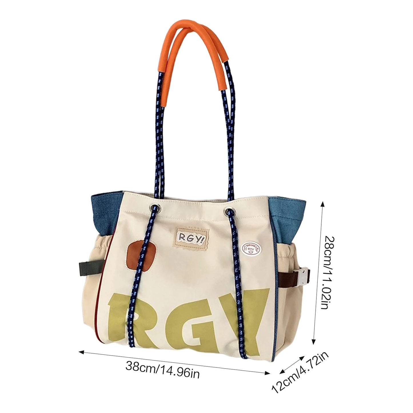 Girls Tote Bag Large Capacity Print Letter Shoulder Handbag Lightweight Durable Polyester for Daily Commute Peaceful Pleasures Health and Wellness