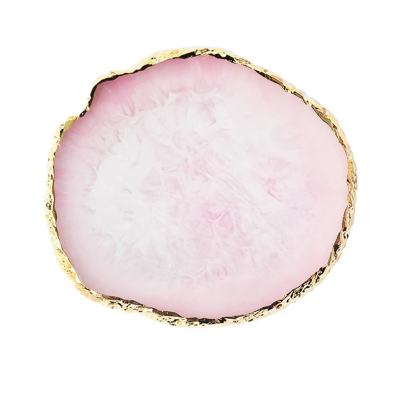 Resin Agate Stone Nail Art Palette False Nail Tips Mixing Color Drawing Pallet Gel Polish Display Shelf Manicure Tool Peaceful Pleasures Health and Wellness Pink