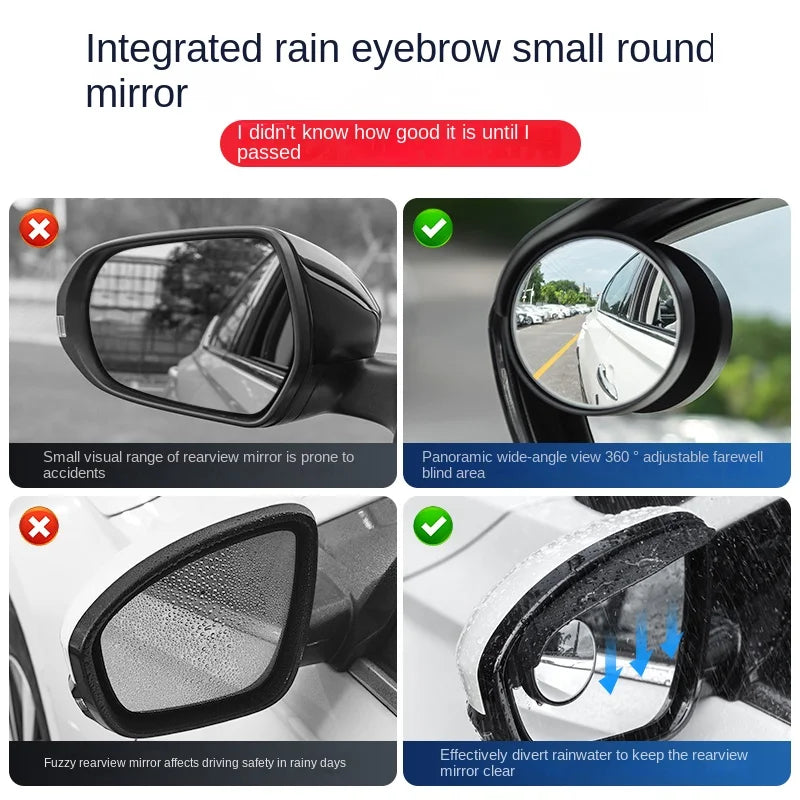 Universal Car Rearview Rain Eyebrow Blind Spot Mirror Small Round Mirror 360 Degrees Parking Auxiliary Mirror Shield Accessories Peaceful Pleasures Health and Wellness