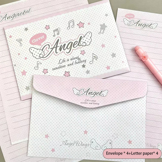 Angel Wings Envelope Letter Ins Beauty Pink Girl Heart Handwritten Peaceful Pleasures Health and Wellness Pink