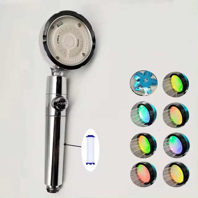 LED Color-Changing Anion Handheld Shower Head | Rainfall SPA