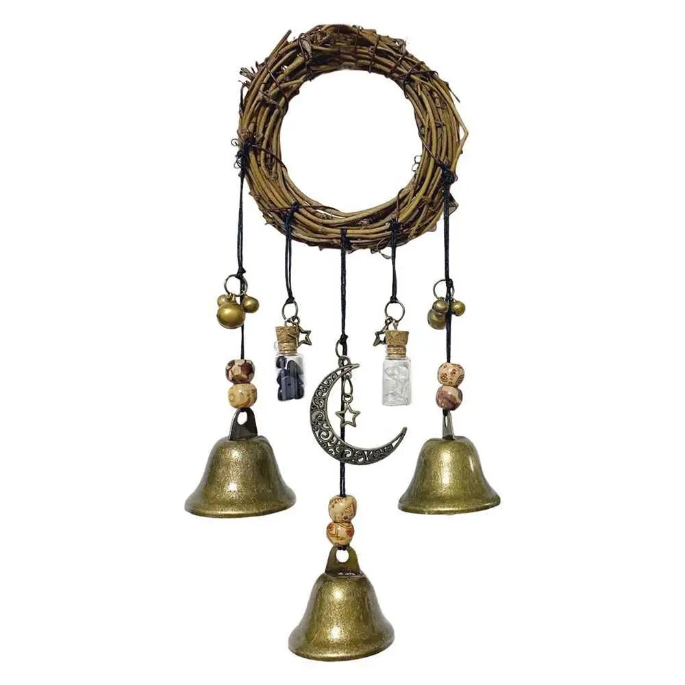 Witch Bells Door Hanger | Handmade Wiccan Wind Chime Wreath