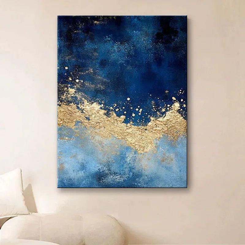 Abstract Hand Drawn Wall Hanging Painting, Gold Foil, Living Room Decoration, Corridor Mural, Sofa Background, High Quality Peaceful Pleasures Health and Wellness