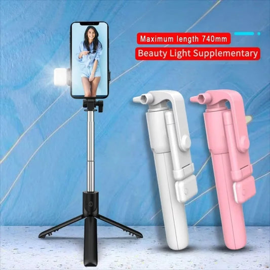 Selfie Stick Foldable Portable Tripod With LED Fill Light Bluetooth Shutter Remote Control For Mobile Phone Vlog Shooting Record Peaceful Pleasures Health and Wellness