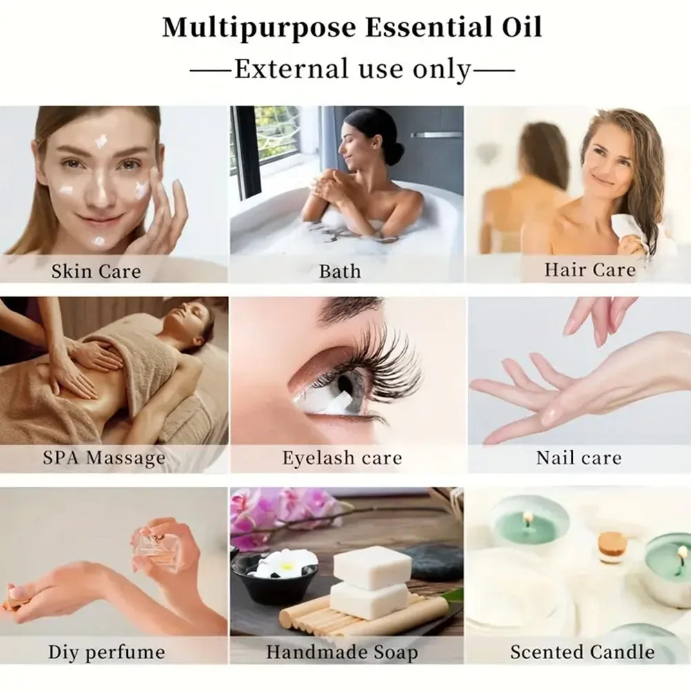 40/60ml Rose Essential Oil Pure Essential Oil Aromatherapy Skin Care Single Essential Oil Fragrance Oil for Woman Peaceful Pleasures Health and Wellness