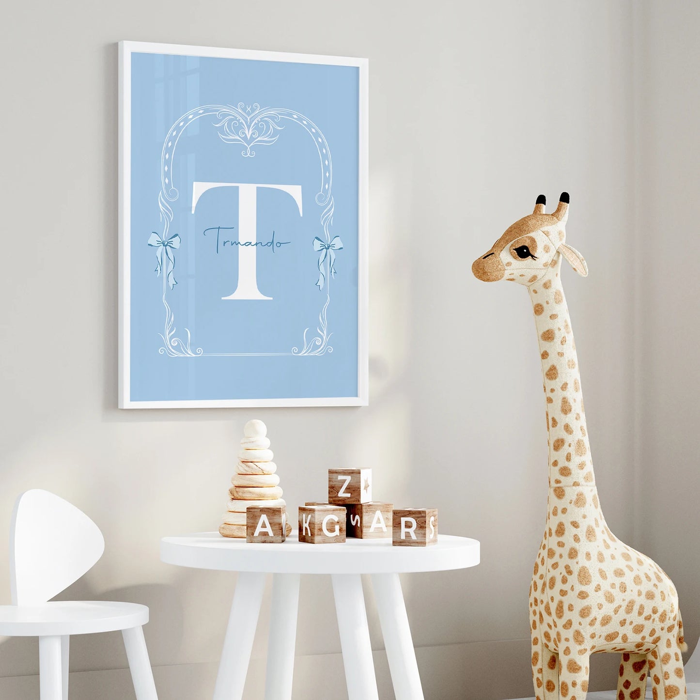 Personalized Blue Bow Tie 3-Piece Canvas Wall Art | Kids Decor