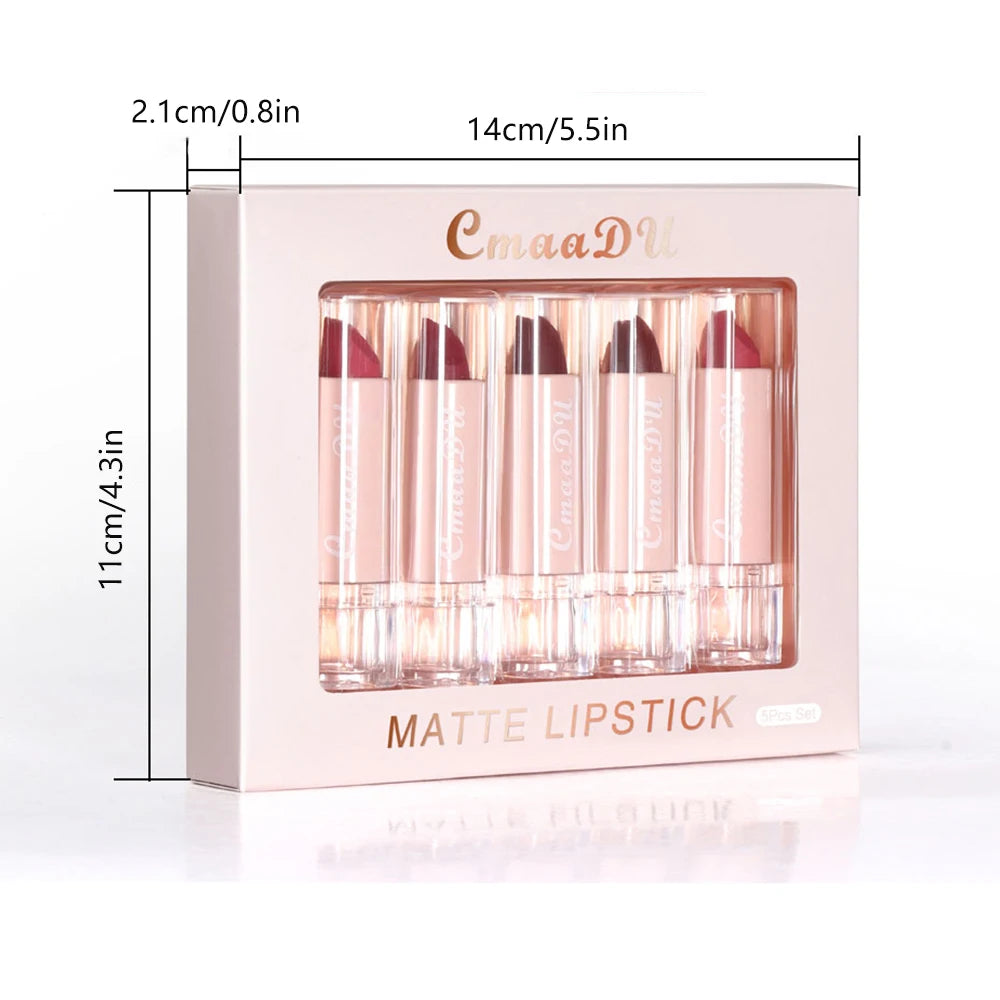 5pcs lipstick set, a variety of colors to choose from, easy to apply, non-stick cup, to create exquisite makeup Peaceful Pleasures Health and Wellness