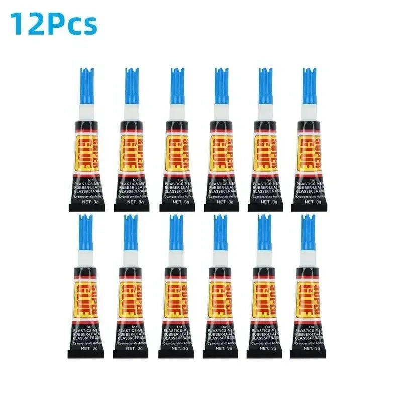 Super Glue Multi-Surface Clear Adhesive – 3/6/12 Pack Multi-Surface Super Glue Peaceful Pleasures Health and Wellness Blue lid 12Pcs