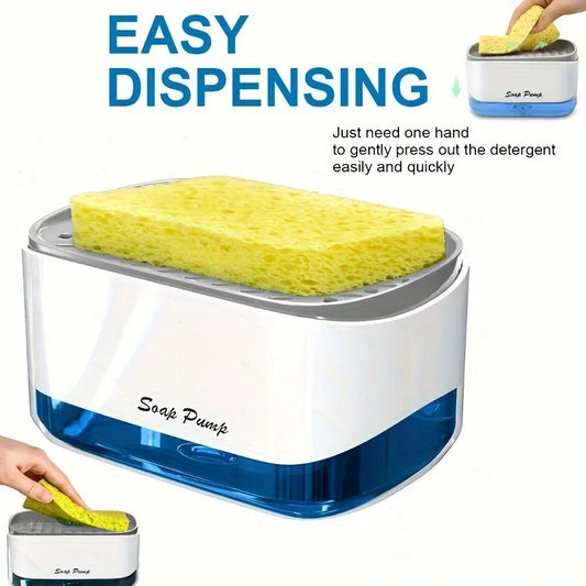 2-in-1 Kitchen Soap Dispenser & Sponge Holder | Large Capacity Soap Dispenser Peaceful Pleasures Health and Wellness WHITE G4200A