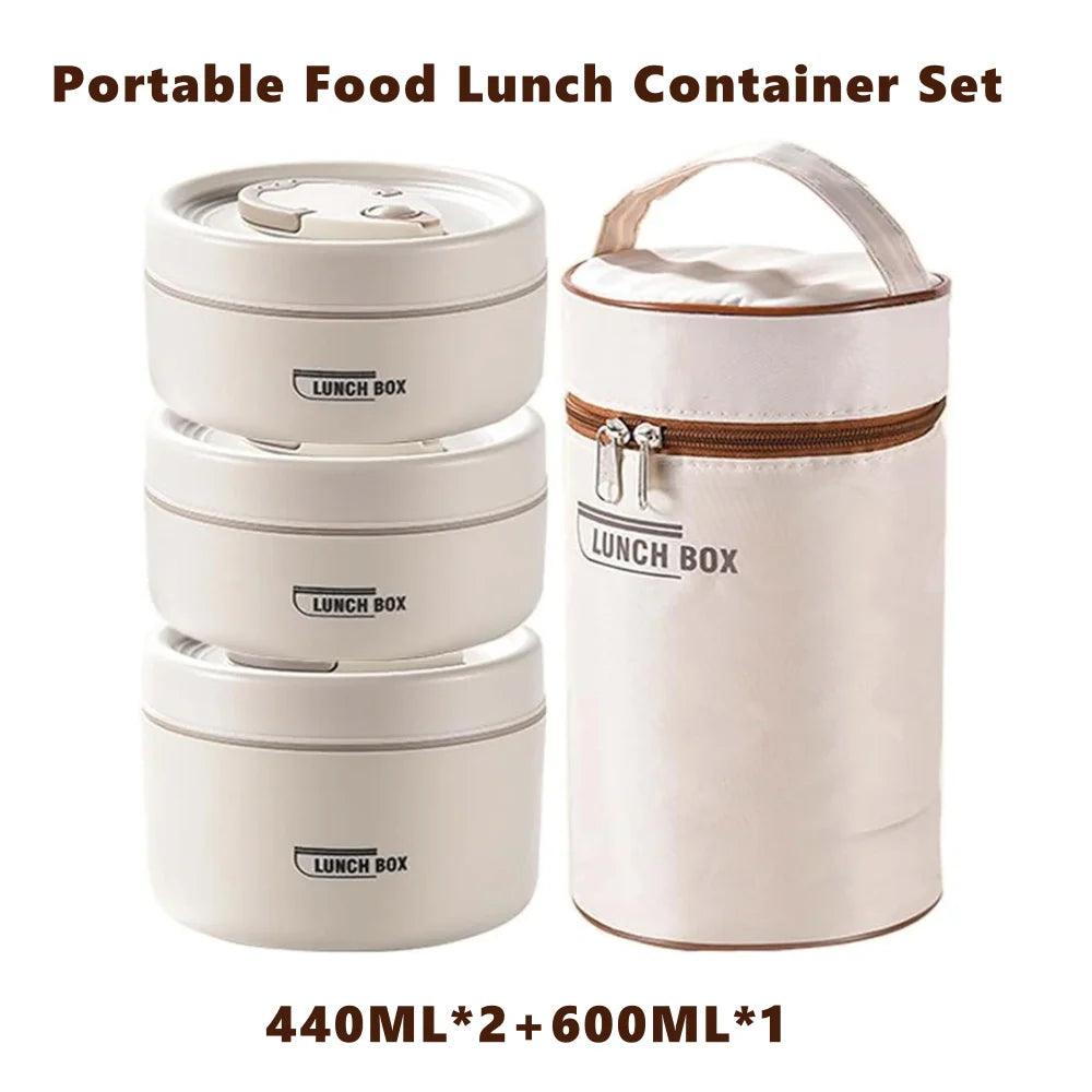 Insulated Lunch Container Set – 3 Stackable Stainless Steel Bento Boxes with Bag Peaceful Pleasures Health and Wellness