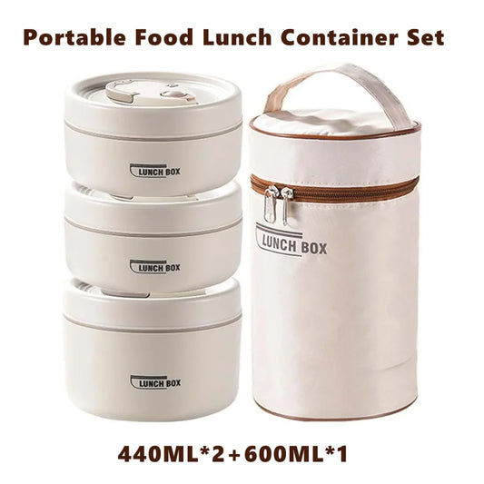 Insulated Lunch Container Set – 3 Stackable Stainless Steel Bento Boxes with Bag Peaceful Pleasures Health and Wellness
