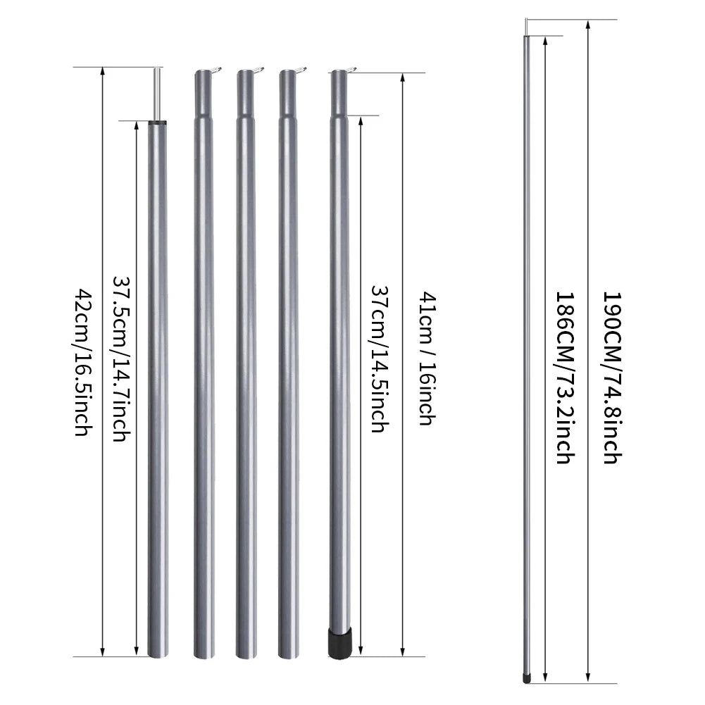 2 Pack Tent Poles Telescoping Adjustable Height Aluminum Camping Tarp Poles Easy Adjustable Lightweight for Camping Hiking Gifts Peaceful Pleasures Health and Wellness Set of 2 Sliver 1.9m