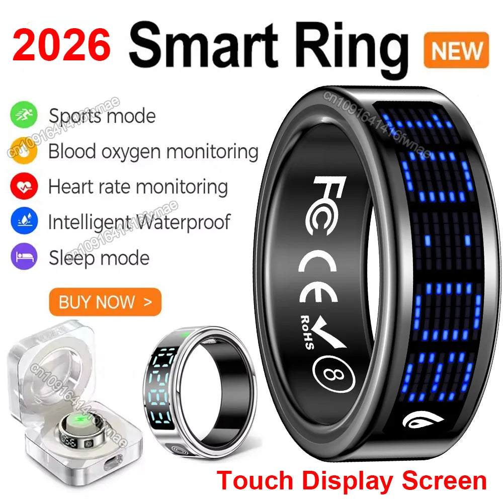 2026 Smart Ring with Touch Display Screen, Wireless Charging, Health Manager, 5 ATM Waterproof For Men Women Smart Rings R12 R08 Peaceful Pleasures Health and Wellness