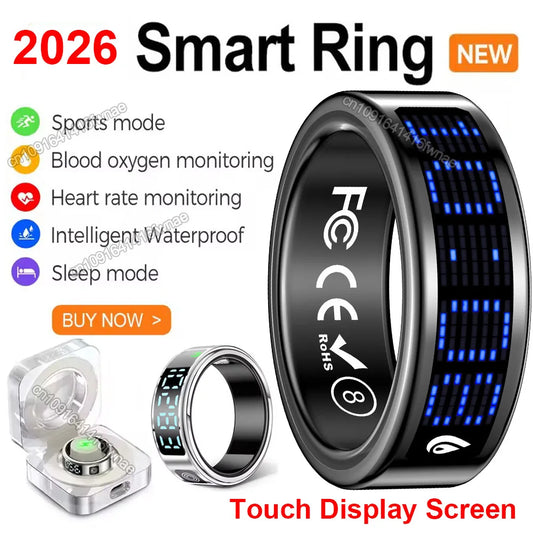2026 Smart Ring with Touch Display Screen, Wireless Charging, Health Manager, 5 ATM Waterproof For Men Women Smart Rings R12 R08 Peaceful Pleasures Health and Wellness