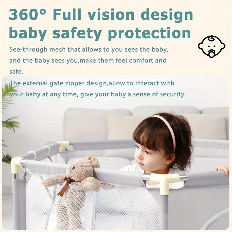 Breathable Mesh Portable Foldable Baby Playpen for Toddlers Indoor Outdoor playground Kids Activity Center Safety Fence Peaceful Pleasures Health and Wellness